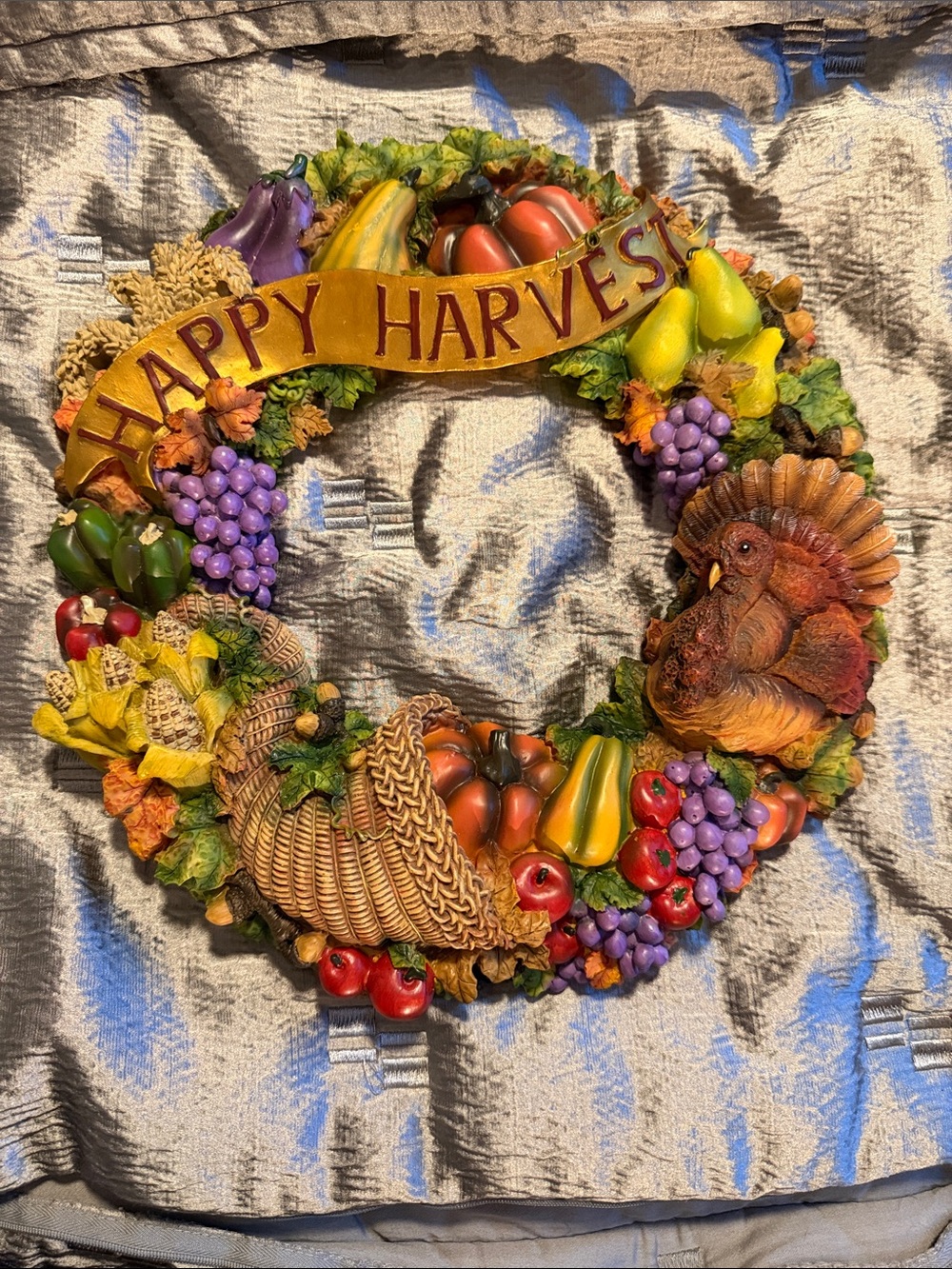 Happy Harvest Fall Wreath - Multicolor Seasonal Door Decor